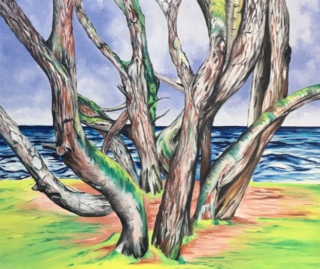 Quadro con rovo su spiaggia di Sibilla Ulivi