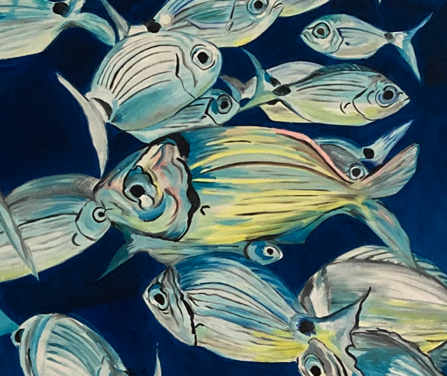Quadro di fondale marino con pesci di Sibilla Ulivi Psicologo a Milano