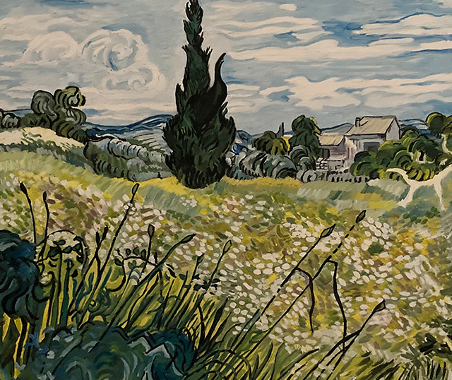 Quadro di Sibilla Ulivi ispirato ai "Cipressi" di Van Gogh