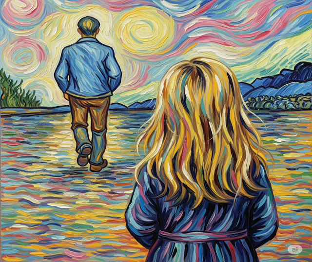 Bambina osserva il padre mentre si allontana – simbolo dell’ansia da separazione immagine generata da Sibilla Ulivi